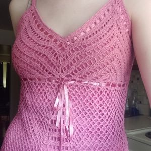 Faded Glory crochet-like pink tank top